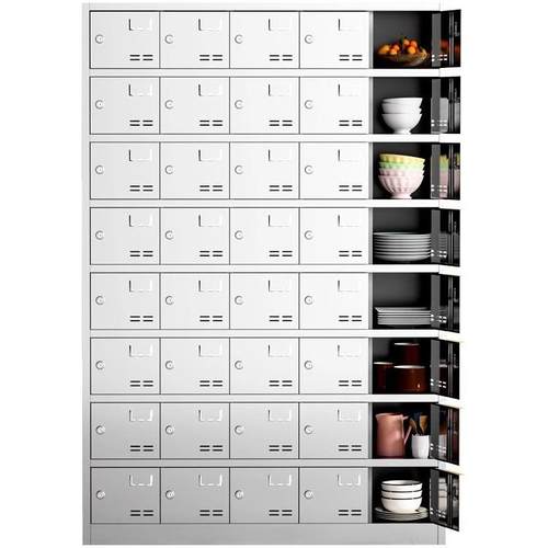 304不锈钢碗柜学校食堂带锁餐具柜工厂餐厅员工饭盒存放收纳柜