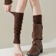 咖啡色系小腿堆堆袜套美拉德ins风韩式 粗线高筒女短靴子堆堆袜子