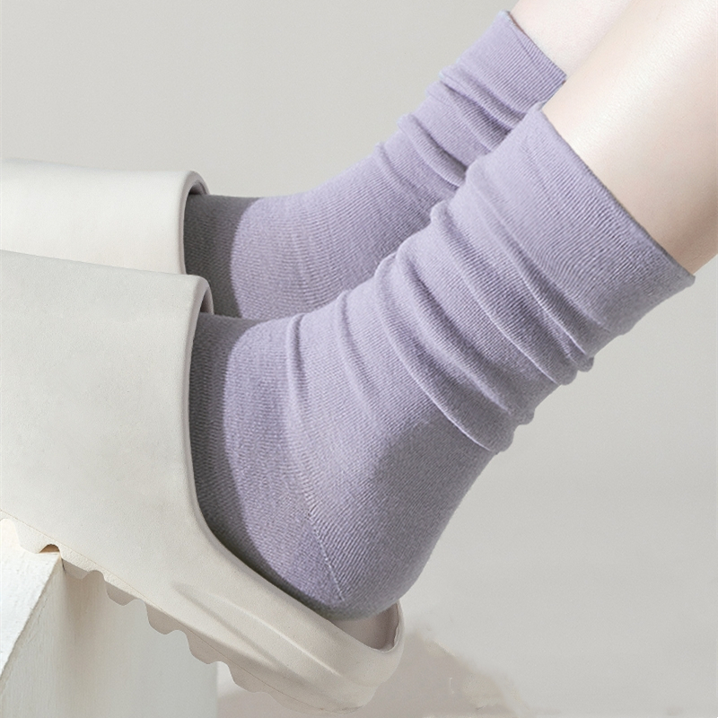 紫色无骨中筒堆堆袜子女ins学院风韩式潮流外穿百搭中筒袜子女