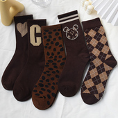 美拉德风格 子小熊中筒袜子女ins可爱风韩式 潮流外穿堆堆中筒袜子