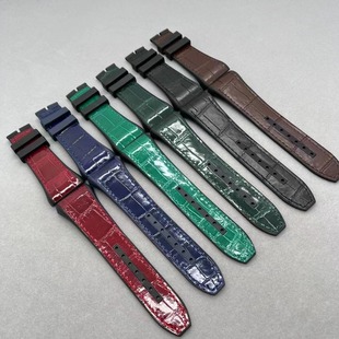 适配原装法兰克穆勒表带鳄鱼皮法穆兰v45v41v32橡胶底防汗表带男