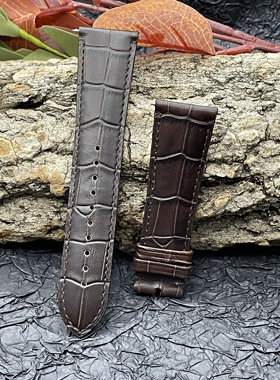 梦诗纯表行适配阿玛尼表带 深棕色 白色Armani真皮表带 24mmAR