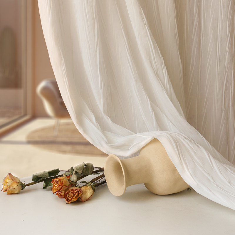 法式轻奢白纱窗帘透光不透人纱帘