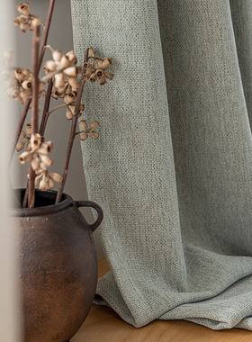 日式诧寂风棉麻全遮光加厚窗帘民宿客厅卧室防晒遮阳2024年新款