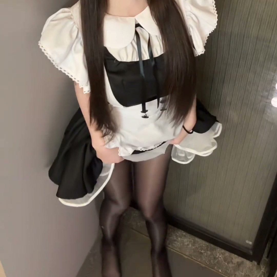 黑色丝袜性感女仆风黑丝袜连裤袜女士薄款打底袜角色扮演软妹可爱