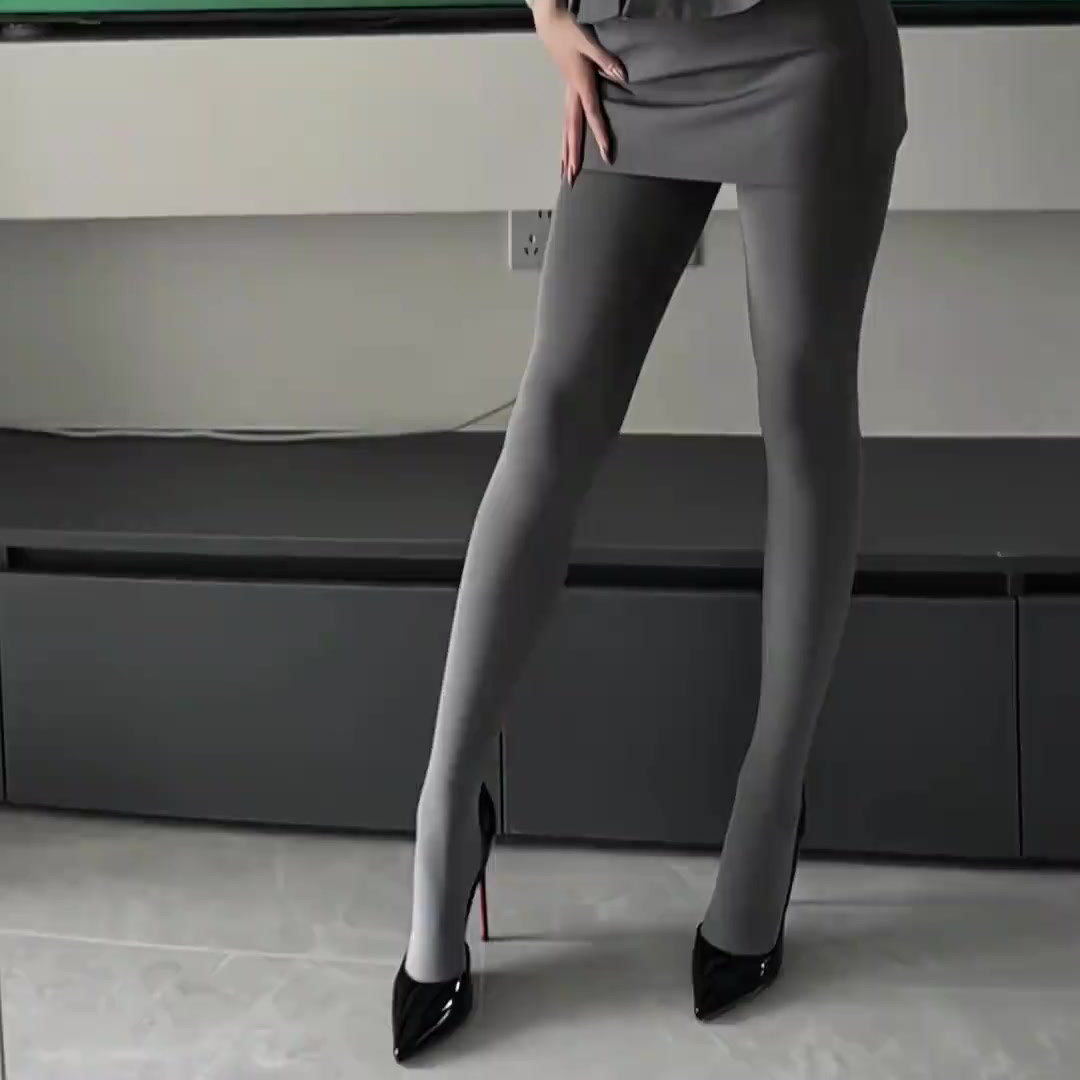 高腰灰色连裤袜女修身显瘦美腿打底袜修腿神器高腰瘦腿袜四季通用