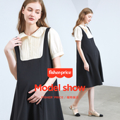 小个子女短袖 美国费雪孕妇连衣裙夏季 韩版 孕妇装 背带裙子 2026新款