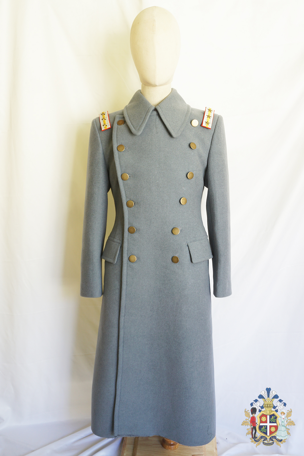 《走向共和》北洋蓝灰毛呢双排扣将校军大衣