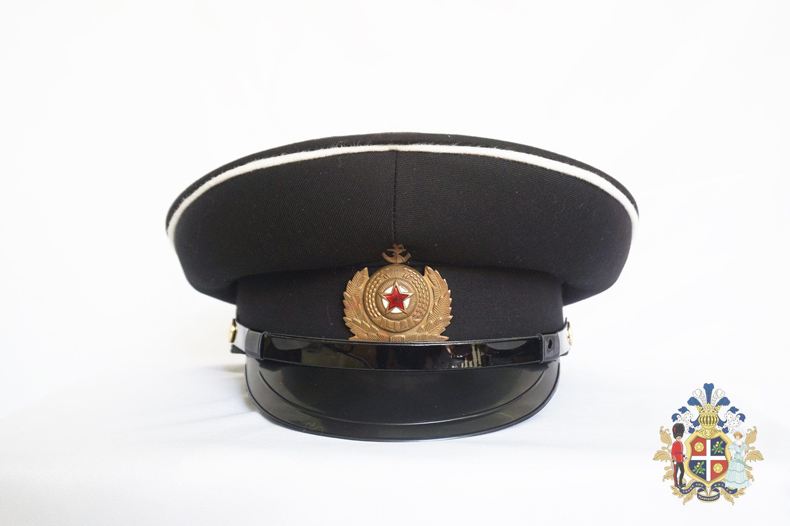 DPRK朝鲜特色80年代风格海军干部黑色帽顶大檐帽