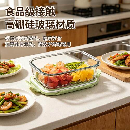 璃饭盒可进微波炉加热碗冰箱密封盒带学盖玻Xg7i0rzH密封班生食品