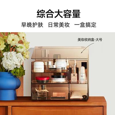 【新品】井井化妆品收纳盒口红护肤品化妆刷桌面收纳箱防尘大容量