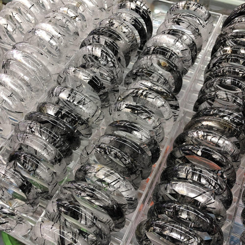 翡翠乌鸡手镯黑白半山水墨烟雨冰