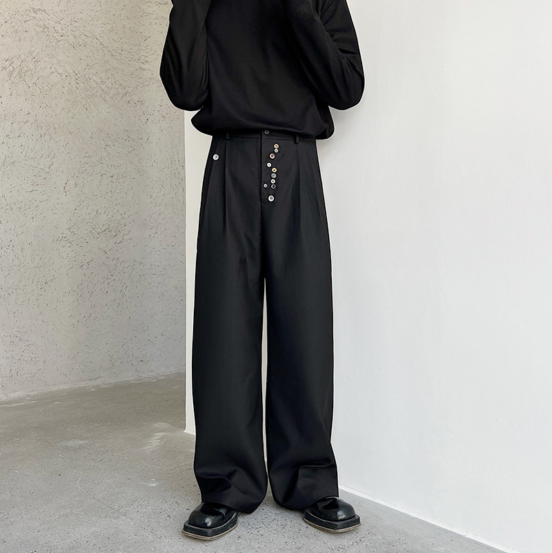 2024秋款设计师不规则装饰扣纯色百搭休闲西裤K0516P85,男装休闲裤,电商C219