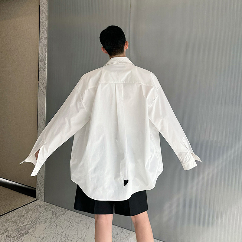2024ss原创设计个性百搭廓形爱心刺绣长袖衬衫C1057P85,男装衬衫,电商C219