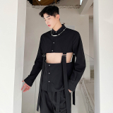 2024春夏秀款个性百搭镂空吊带连接可调节衬衫男女两色C0233P75，男装衬衫，电商C219