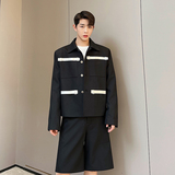 2024春夏设计师撞色织带百搭工装西装垫肩夹克W0426P120，男装夹克，电商C219