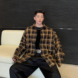 2024SS巴家oversize廓形定制褶皱格纹衬衫外套两色男女C1046P125，男装衬衫，电商C219