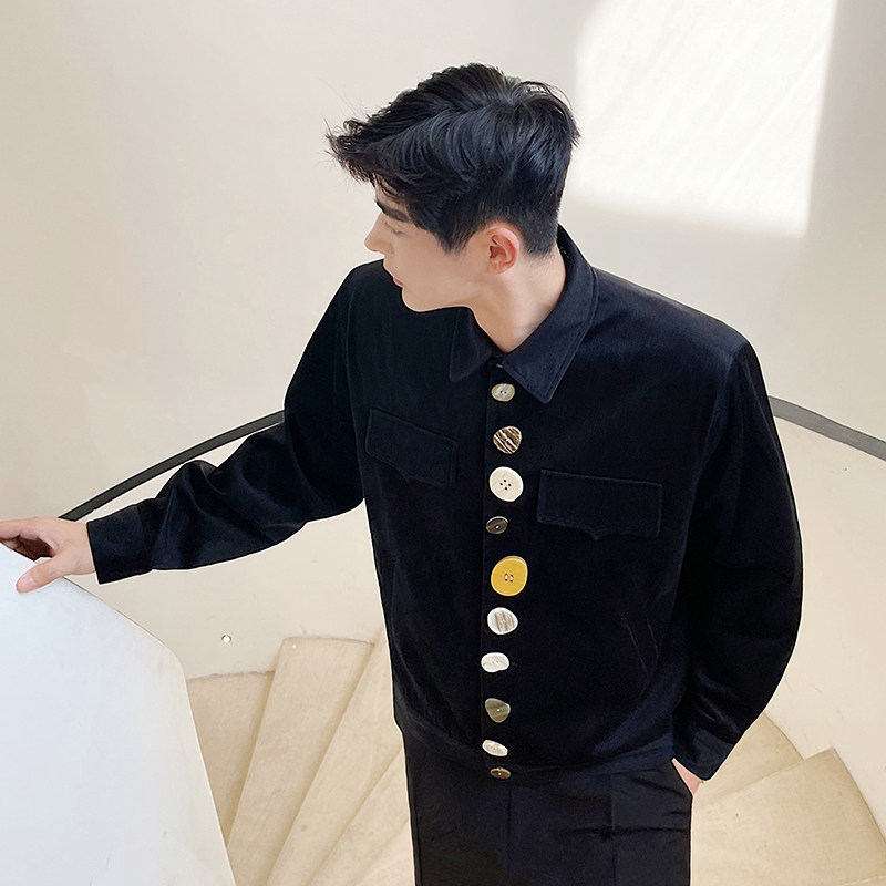 2024秋ins秀款灯芯绒异形扣新中式改良中山装短款夹克W0279P120，男装夹克，电商C219