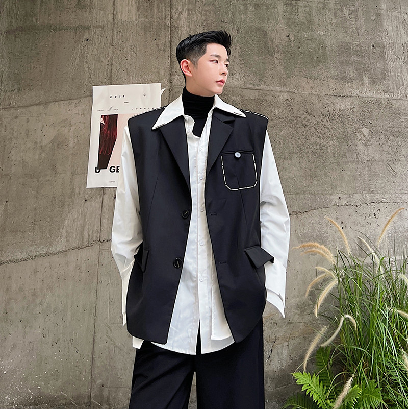 2024秋款百搭设计师韩版气质手工针西装马甲背心M0504P100,男装背心/马甲,电商C219