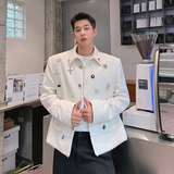 秋款原创设计轻奢小香风重工粗纺DIY胸针夹克外套男女W0474P160，男装夹克，电商C219
