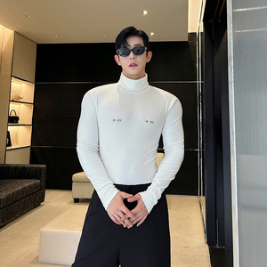 秋冬设计师百搭紧身可拆卸乳钉高领内搭打底衫两色 T0657 P60图片