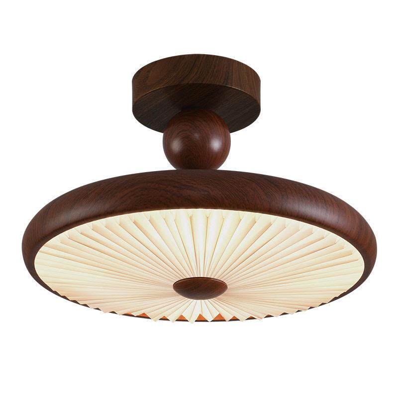 卧室灯新款中古美式胡桃木纹护眼灯具房间主卧吸顶灯57L
