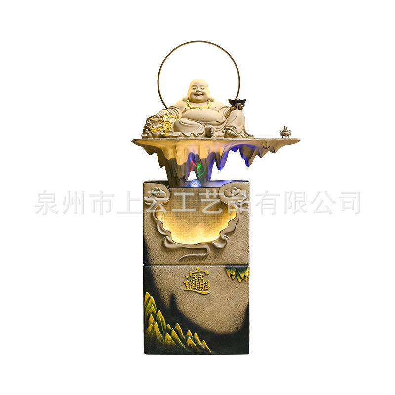 中式禅意弥勒佛流水喷泉招财摆件公室客厅会所玄关水景家居装饰