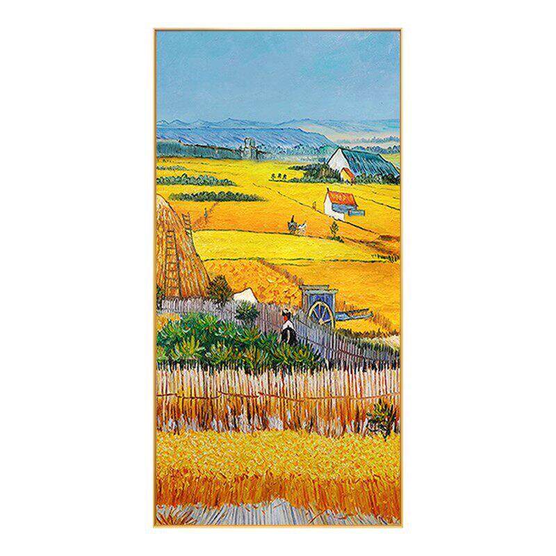 手绘抽象油画梵丰收名画入户玄关装饰画现简约走廊背景墙挂画
