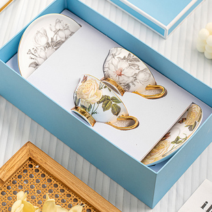下午茶具 CANSHUO咖啡杯子高档精致骨瓷杯碟套装 轻奢高级礼盒英式