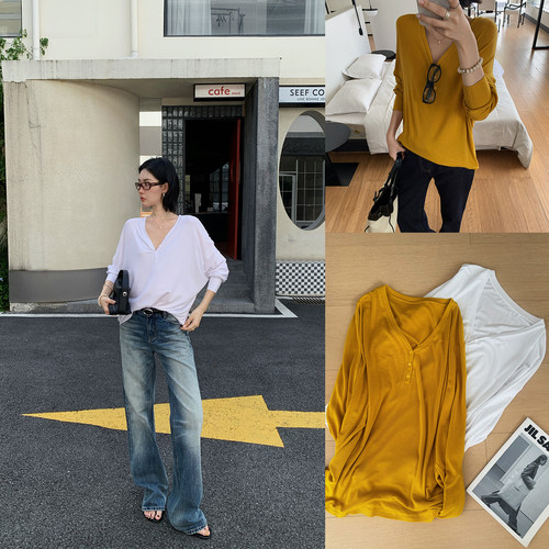 十三粥 08/05 19:30新品上新 柠檬苏打水 100莱赛尔V领长袖T恤