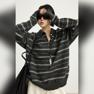 POLO领毛衣女冬宽松遮肉加厚保暖 绵羊毛牦牛毛经典 十三粥 影致