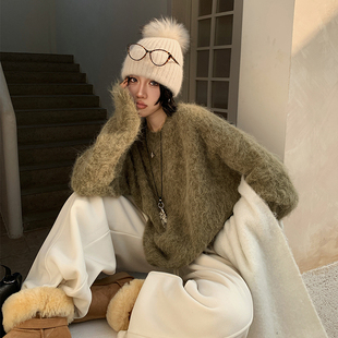 慵懒风圆领上衣加厚保暖时尚 秘鲁羊驼毛 百搭 蒙德里安 十三粥