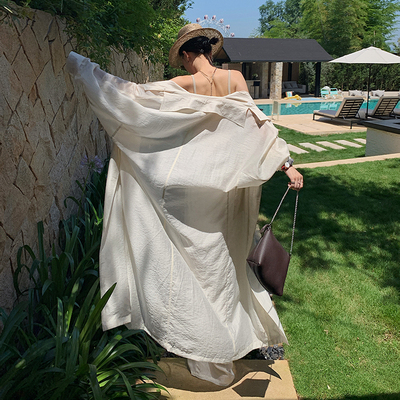 十三粥 翎风 天丝麻经典翻驳领气质时尚百搭宽松遮肉显瘦风衣女