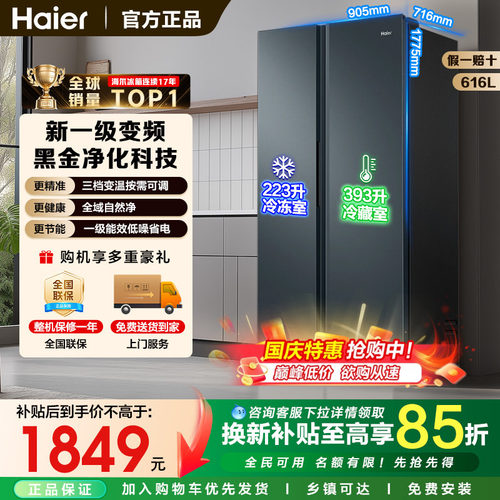 海尔大容量电冰箱变频一级616升