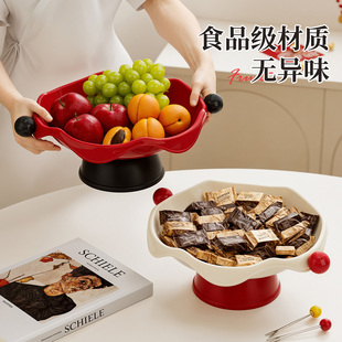 新款喜庆水果盘家用客厅茶几果盘轻奢零食摆放盘可沥水果篮糖果盘