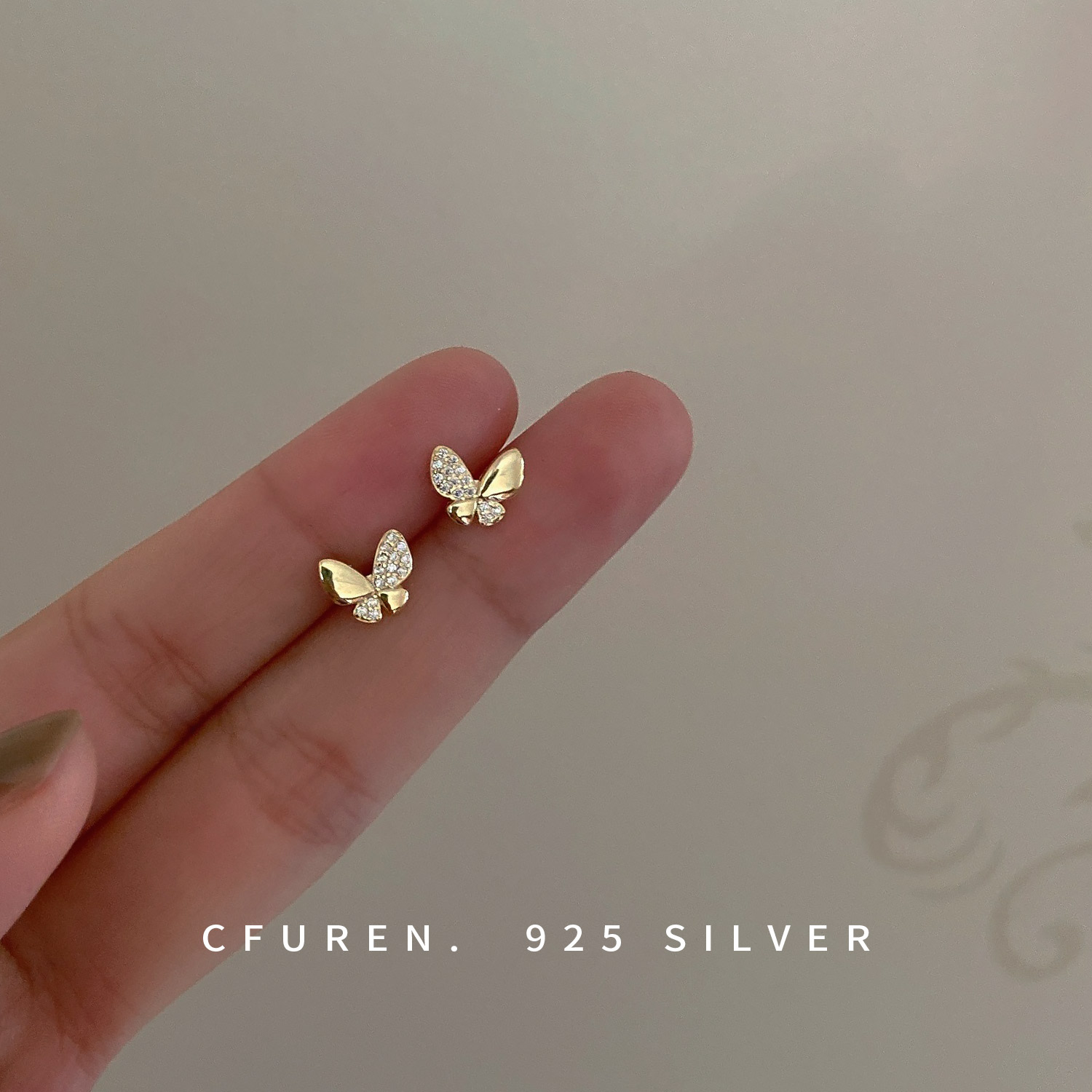 小众纯银温柔风设计感蝴蝶耳饰品