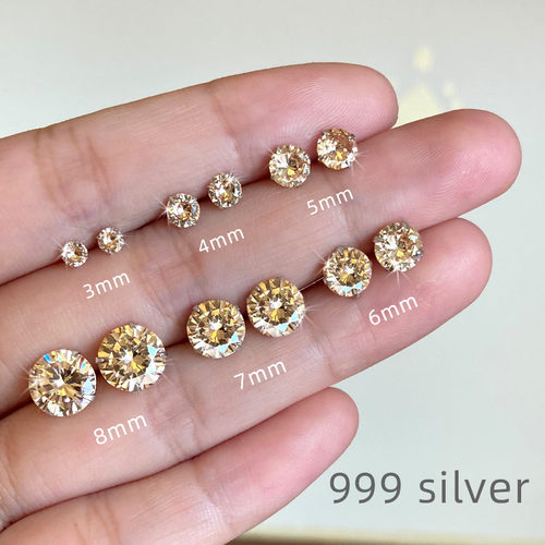 S999足银男女简约闪防过敏耳钉