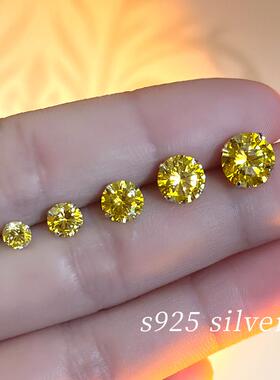 银耳钉女夏925纯银钻石黄钻简约闪钻防过敏小众耳骨钉耳饰耳蜗钉