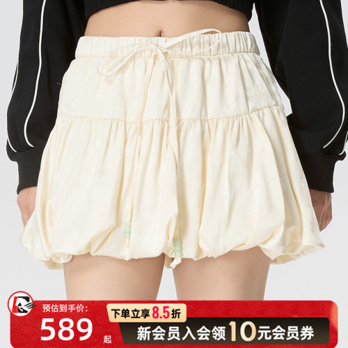 阿迪达斯三叶草官方运动短裙女裙2026新款新中式收腰花苞裙KY57