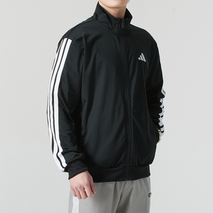 阿迪达斯针织夹克男春季新款跑步运动服休闲宽松外套JI8816