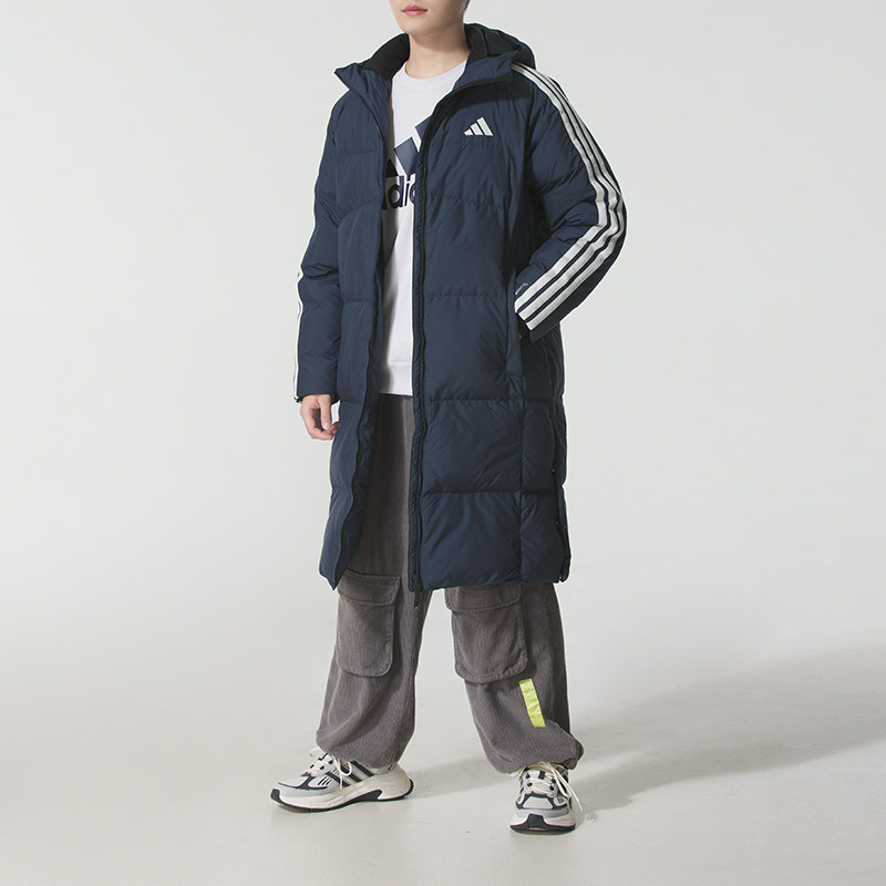 阿迪达斯蓝色长款羽绒服男冬季过膝保暖运动外套防风加厚,运动服/休闲服装,运动羽绒服,淘宝优惠券,粉丝福利购,淘宝优惠卷