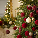 暗红色植绒球酒红色圣诞球6 8cm异形高档彩绘球圣诞树挂件吊饰球