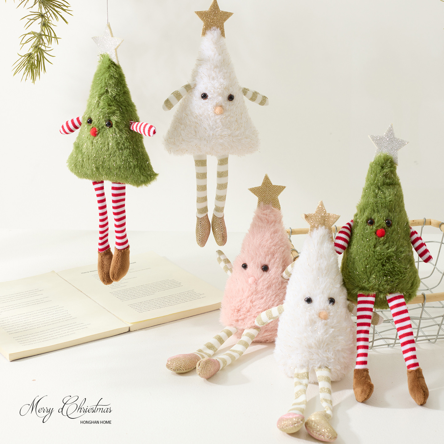 泓瀚圣诞装饰品可爱毛绒圣诞树公仔挂件礼物摆件节日氛围桌面装饰