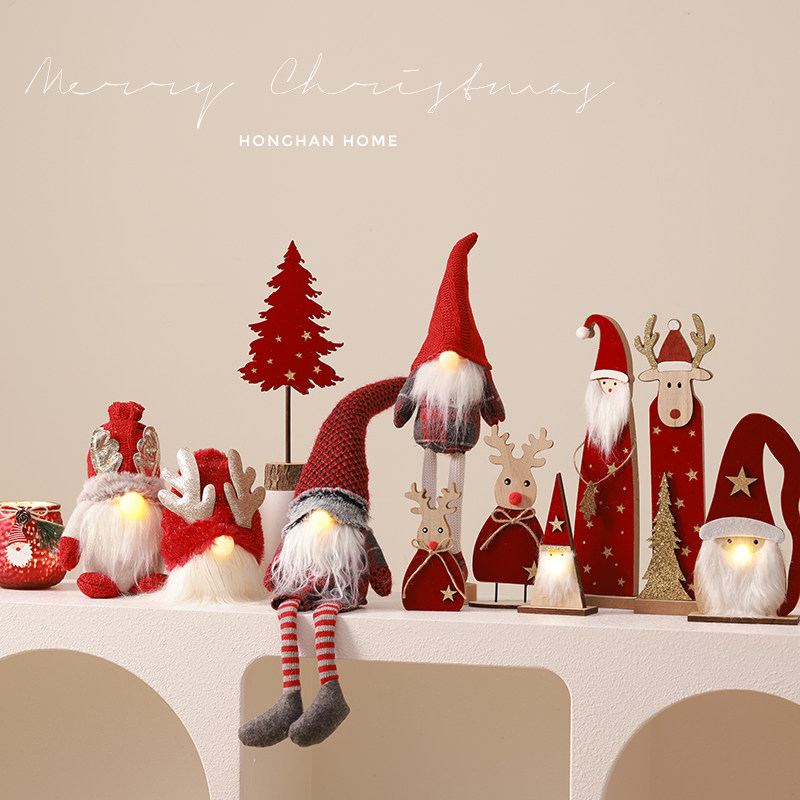 泓瀚红色木质圣诞摆件