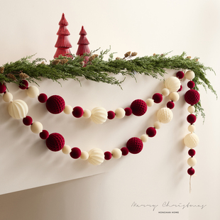 泓瀚 圣诞节装饰品170cm美拉德植绒酒红圣诞球串橱窗场景布置道具