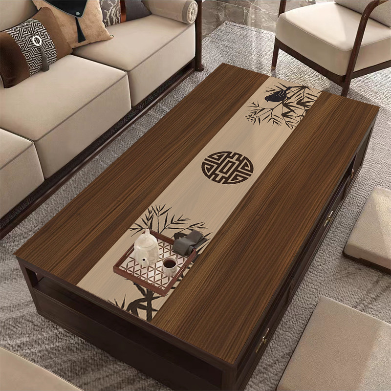 新中式木纹茶几桌垫桌布防水防油防烫免洗餐边柜电视柜桌面保护垫