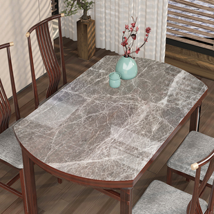 仿大理石椭圆形桌垫餐桌pvc软玻璃防水防油免洗防烫桌面茶几垫子