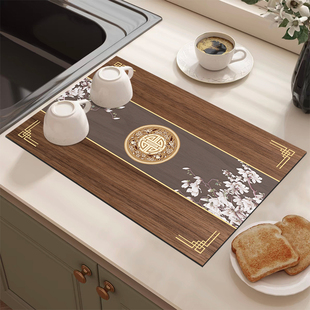 厨房沥水垫茶巾茶席垫皮革定制DIY图案印制LOGO餐垫隔热防烫防水
