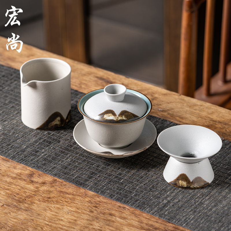 复古茶漏组茶滤茶叶过滤器盖碗公道三才功夫茶具配件套装家用办公