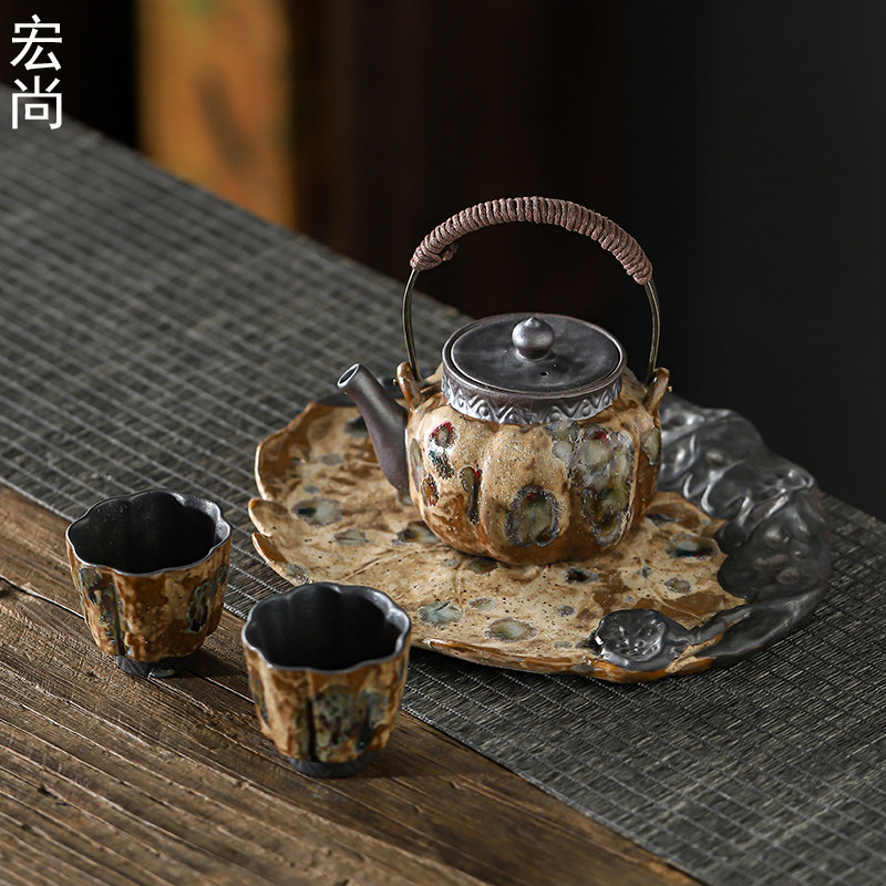 侘寂风手工粉引粗陶整套